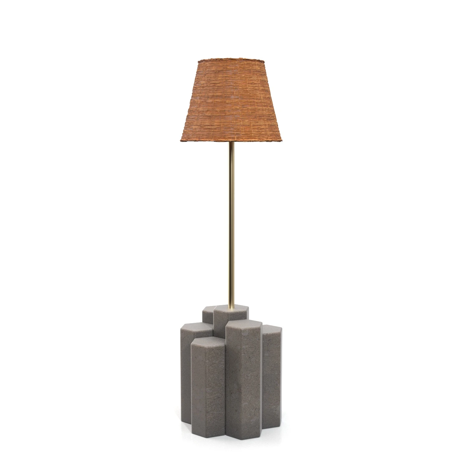 Metal Buffet Rattan Shade Lamp 3D Model_03